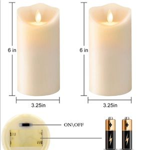 Flameless Candles, Moving Flame with Timer, Remote, Battery Operated, Set of 2